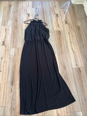 R&M Richards Black Halter Neck Maxi Dress